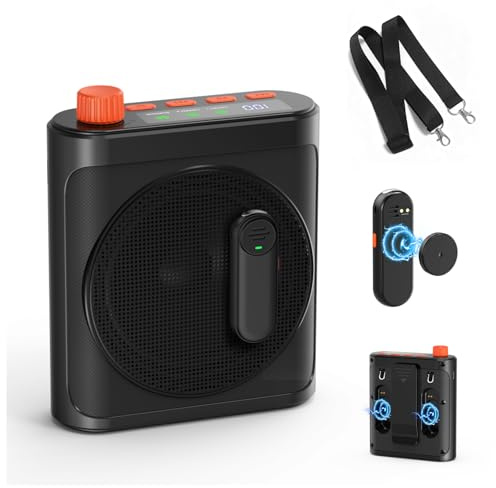 yAyusi Amplificador de Voz para Profesores con Micrófono Solapa Magnético, Mini Micrófono Portátil Manos Libres y Altavoz con Cordón, Micrófonos Recargables Profesores para Aulas/Reuniones/Discursos
