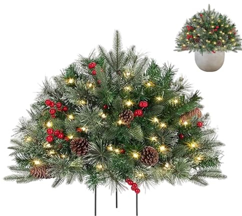 Weihnachtsbaum Urnen Füller,Weihnachtsdeko Outdoor Terrasse,Funkelnde Zweige Deko für Festtage Garten Tisch Friedhof Weg | Winterliche Außendekoration für Herbst und Winter