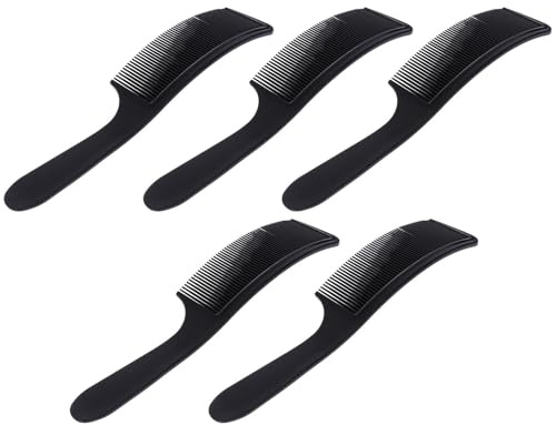 TOYZFRIENDY 5pcs Black Curved Barber Clipper Comb Set for Professional Use, Ergonomic Abs Haircut Combs Designed for Hair Styling and Trimming Back Or Sides Hair at Home Or Salon