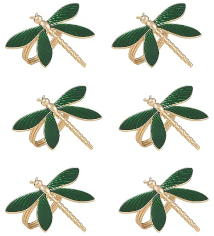6 Piezas Servilleteros de Mesa de Metal Anillos Servilleteros Anillo para Servilleta con Forma de Libélula Decoración de Mesa para Bodas Navidad Acción de Gracias Cumpleaños