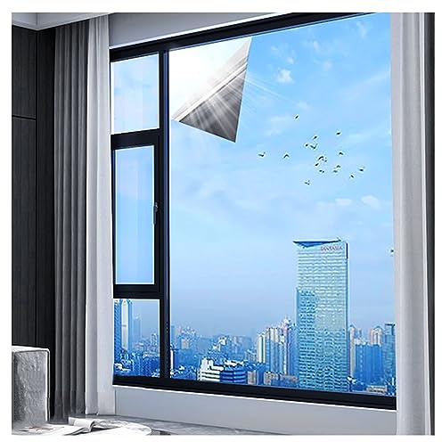 Film réfléchissant unidirectionnel pour fenêtre – Bleu argenté effet miroir teinté pour l'intimité diurne, protection UV, 90 x 500 cm – Améliore la décoration d'intérieur et l'efficacité énergétique