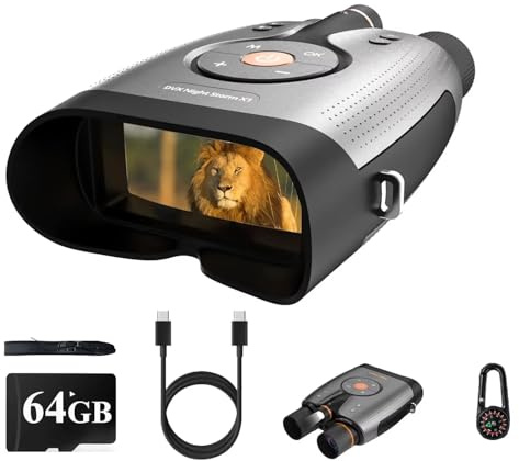 Nachtsichtgerät 8X Digitalzoom, Nachtsichtgerät Jagd 3“ HD-Display 1000 m Reichweite 5000mAh Wiederaufladbares Infrarot Fernglas Nachtsichtgeräte für Camping mit 64GB TF Karte