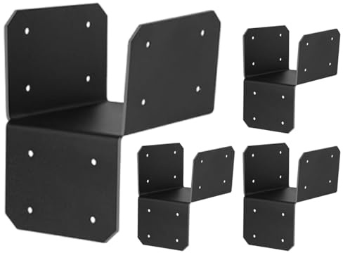 4x4 Post Brackets for Wood – 4 Pieces Pergola Joist Connector | High Load Beam Sleeve Brace | for Log Cabin Carports Pavilions Terraces