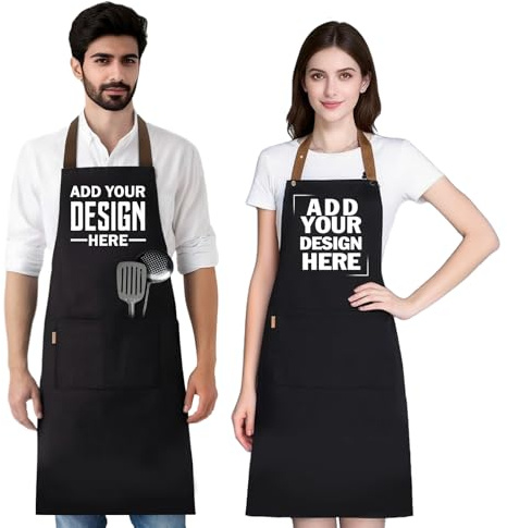Personalisierte Schürze für Männer und Frauen Individuelle Kochschürze mit Foto/Foto/Text, Wasserfeste Küchenschürze mit 2 Taschen, Verstellbare Latzschürze zum Grillen Backen Kochen Restaurant Café