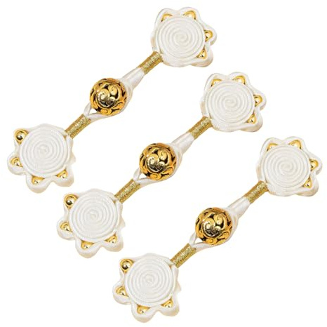 3 piezas Chai Nano Botón Chino Nudo Cierre Cierre Vestido de Boda Tradicional Decoración Tradicional Interencaje Bola de Oro