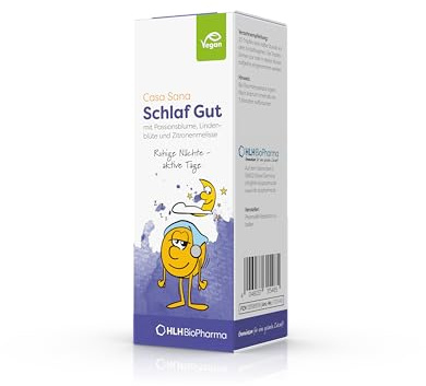Casa Sana Schlaf Gut, 30 ml Tropfen – Pflanzliches Nahrungsergänzungsmittel in Apothekenqualität. Kinder ab 6 Monaten. Passionsblume, Lindenblüte und Zitronenmelisse ohne Melatonin