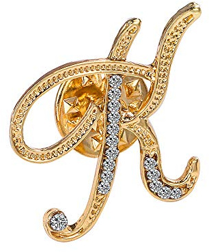 Initial Letter Brooch Pin Small Lapel Pin Tie Tack Name Personalized Gifts for Women Men Gold K