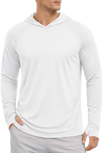 KEFITEVD Men's Hoodie Lightweight Summer Tops Sun Protection Long Sleeve Hoodies UPF 50+ Outdoor Breathable Swim Shirts