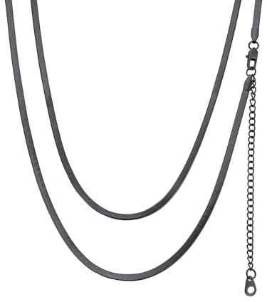 FindChic Damen Choker Halskette 32cm 38cm 46cm Silber Rosegold Schwarz Vergoldet Schmuckbox für Mutter Freundin