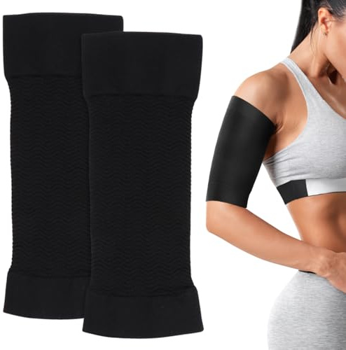 BESPORTBLE 2 pares moldeadores de brazo de compresión mangas de brazo manguitos linfedema calentadores de brazo negro manguitos elásticos medias de brazo para damas chicas brazo superior pérdida de