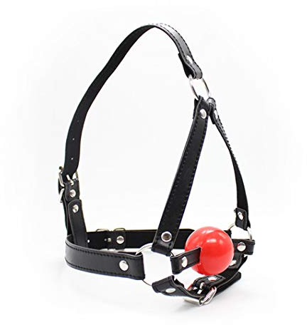 Mundknebel Sex Kugelknebel Knebel Mund Extrem Erwachsene SM Kopf Harness Bondage Geschirr Kunstleder mit Ball-Gag Einstellbar Paare Flirten Sexspielzeug für Anfänger Couple Gay (schwarz-rot)