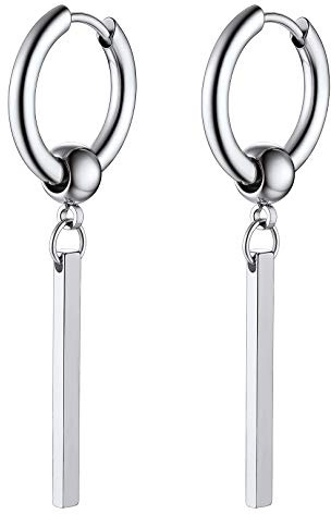 FOCALOOK Ohrringe Herren Damen Huggie Creolen Schwarz Ohrringe Edelstahl/18k Gold Ohrhänger Punk Ohrringe Ohr Piercing Modeschmuck Accessoire