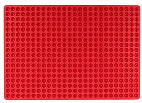 CTForest 468 Hoyos Estera de Silicona para Hornear, Molde para Hornear Galletas de Perro, Alfombrilla para Hornear de Silicona Mini Dome, Sadecuado para Hornear Bocadillos para Perros y Gatos (Rojo)