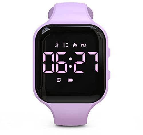 Focwony Orologio fitness tracker digitale a LED senza Bluetooth, contapassi, conteggio passi, distanza, calorie, cronometro, sveglia, ottimo regalo per bambini, adolescenti, ragazze, ragazzi, Natale