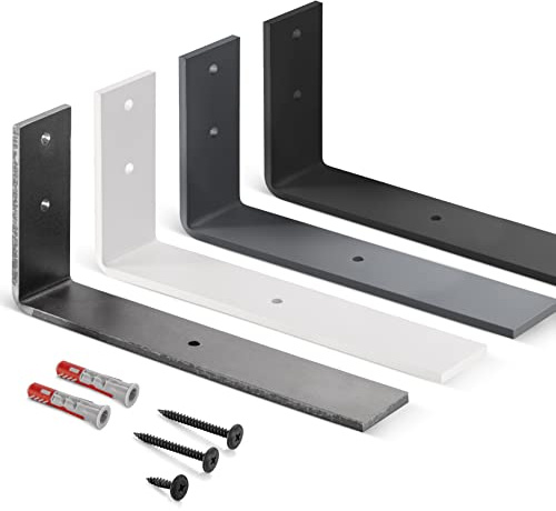 HOLZBRINK Regalträger Metall Regalhalter für Wandregal, Regalwinkel, weiß 250x100x40 mm, 1 Stück, HLR-L-250-9016