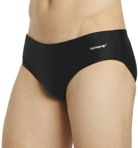 Sporti Solid Swim Brief Swimsuit - Black - 30