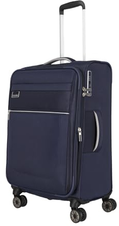 Travelite Reisekoffer mittelgroß mit Dehnfalte, nachhaltig, 4 Rollen, MIIGO, Weichgepäck Trolley aus recyceltem Material, TSA Schloss, 67 cm, 61-66 Liter