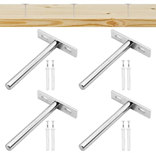 YAXIDAEVER 4pcs Supports en Métal pour Étagère Flottante,Etagere Murale Fixation Invisible Supports D'étagères Cachés,Etagere Murale Fixation Invisible avec 8pcs Vis