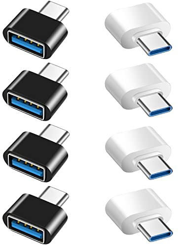 Mepsies Adaptador USB C a USB (8 Piezas), Adaptador OTG USB-C Macho a USB-A 3.0 Hembra Compatible con MacBook Pro, Samsung Galaxy, Teléfonos Tipo-C, Tabletas y Más (4 Negro y 4 Blanco)