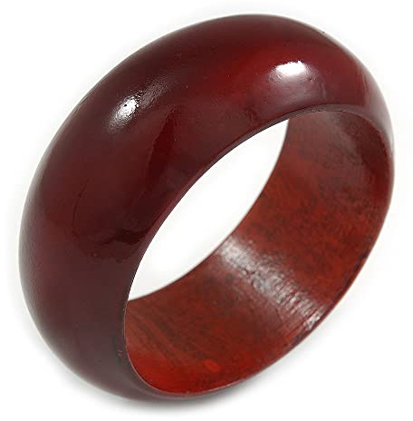 Avalaya Mahogany Brown Red Wood Bangle Bracelet(Possible Natural Irregularities) - Small