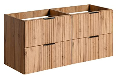 PIASKI ADEL Oak, mobile per lavabo doppio, 120 cm, con piano di lavoro o lavabo da incasso, mobile per lavabo sospeso, mobili da bagno (solo mobile)