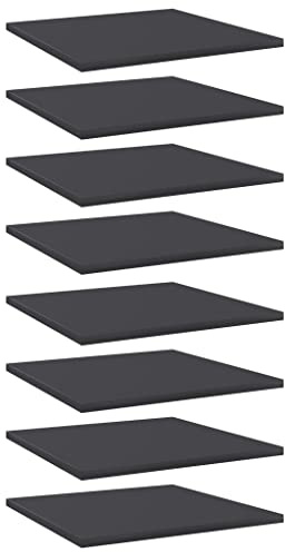 INLIFE Library - Juego de 8 tablas para estanterías (40 x 40 x 1,5 cm, material de madera, 15 kg), color gris