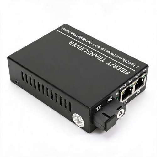 Annadue Émetteur-Récepteur Fibre Optique, TX 1310nm/RX 1550nm, SC Monomode Fibre Unique, Port RJ45, 2 Ports Ethernet et 1 Port Fibre Optique, avec Indicateur LED