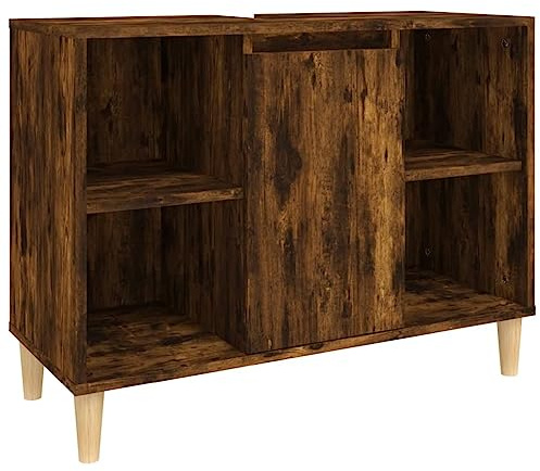 vidaXL Tvättställsskåp rökfärgad ek 80x33x60 cm konstruerat trä, tvättställsskåp, vaskskåp, badrumsskåp, handfatsskåp