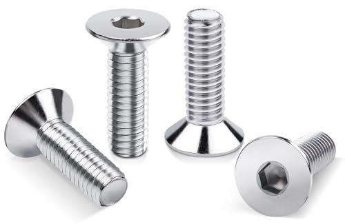 20 pernos avellanados M6 x 20 mm, tornillos Leryati Din7991, tornillos avellanados de cabeza hexagonal de acero inoxidable, tornillos avellanados de cabeza hexagonal plana Allen