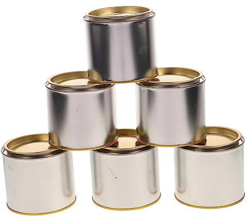 DOITOOL Round Metal Paint Cans 6pcs 0.5L Iron Storage Containers Lids Practical Ink and Paint Mixing Tins for Garage Home Factory Silver