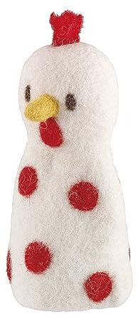Cilio Fair Trade Wool Cozy/Warmer for Boiled Eggs, 5.75 High, White/Red