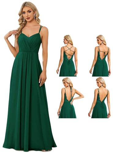 Ever-Pretty Women's Chiffon Adjustable Spaghetti Strap Deep V-Neck Backless Bridesmaid Dress ES01692