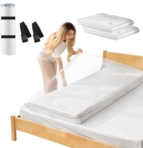Esoes 2 Pack Matratzen-Vakuumbeutel 240 x 120 cm – Vakuumbeutel zur Aufbewahrung von Matratzen, Bettdecken und mehr – wasserdicht, verschließbar mit Reißverschluss, wiederverwendbar, keine Vakuumpumpe