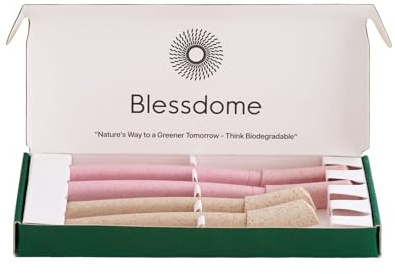 BLESSDOME 4 Pcs Biodegradable Wheat Straw Eyebrow Razor Shaper for Women | Peach Fuzz & Facial Hair Remover and Trimmer | Exfoliating Dermaplane Tool |Eco-Friendly Dermaplaning Blades for Face