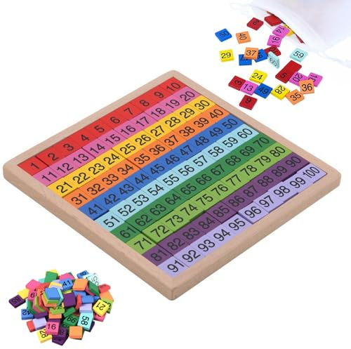 Xinlon 1 x 1 Multiplication Game Board, Mathematik Spielzeug, 1-100 fortlaufende Zahlen, Lernspielzeug Geschenk Kinder Zahlen Farben&Rechnen Lernen für Kinder ab 3 Jahre, Gift for School Enrolment