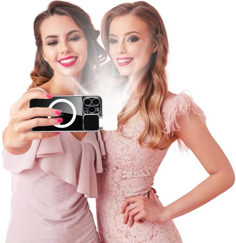 ZFMF Magnetic Case for iPhone 12 Pro Max Case with LED Built-in Light-Up Selfie Light Rechargeable for TIK Tok/Stream/Makeup/Live/Video- Selfie (Crystal Clear, Magnetic Case for iPhone 12 Pro Max)