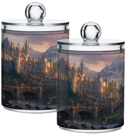 Sevdomey Set di 2 contenitori Qtip con coperchio, in plastica trasparente, contenitori da bagno per batuffoli di cotone, batuffoli di cotone, tamponi di cotone, tamponi di cotone, filo interdentale