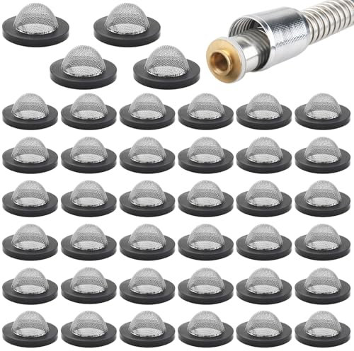40 PCS Hose Washer with Screen, Stainless Steel Filter Hose Washers Inlet Hose Screen Washer Repair Kit, Hose Filter Washers, Black Rubber Washers for Garden Hose Connector & Washing Machine