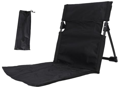 Masyrt Leichter, Bequemer Camping-Klappstuhl mit Rückenlehne für Outdoor, Angeln, Faulenzen Am Strand, Idealer Tragbarer, Fauler Bodenstuhl mit Rückenstütze (Schwarz)