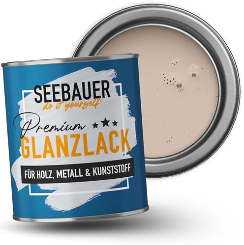 SEEBAUER diy Glanzlack Braun 750ml für Innen & Außen (No. 611 Hazel Eyes) Möbelfarbe ohne Schleifen - Hybrid-Lack für Holz, Metall & Kunststoff - Holzlack, Möbellack hohe Deckkraft