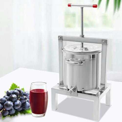 HOTAPEPU - Prensa Manual de Barril de Sidra de Acero Inoxidable de 2.6 galones / 10 l para Hacer jugos para Manzana/Vino, Miel/Zanahoria/Naranja/Baya/Verduras, Suministros y Equipo