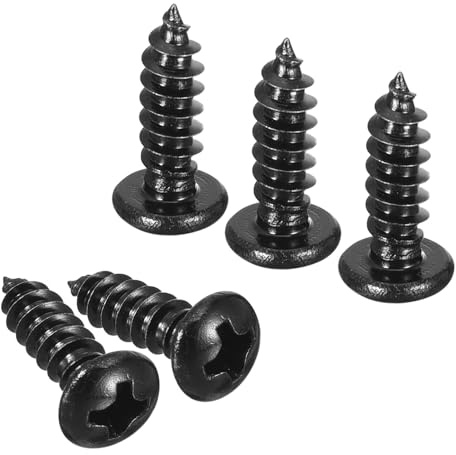 TA-VIGOR 50Pcs Self Tapping Screws, #8 x 1/2 Phillips Pan Head Screw, Round Head Tapping Screws, Stainless Steel Machine Wood Fasteners Bolts for Wood, Drywall, Furniture, Repairing, Black