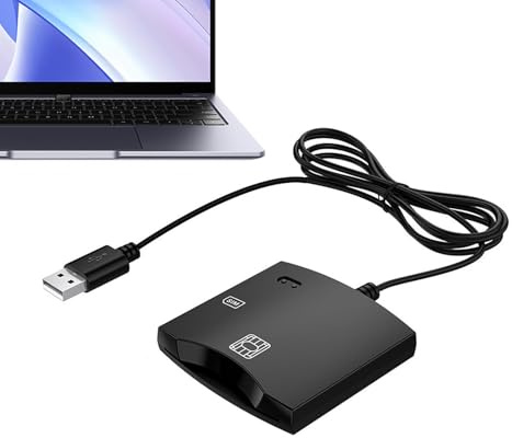 Lector de tarjetas CAC | Lector de tarjetas con chip de identificación Plug and Play | Suministros electrónicos compactos, accesorios de computadora portátil para empresas gubernamentales