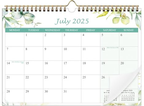 2026 Calendar - Wall Calendar 2026 Month to View A4 Wall Planner, 30 x 21 cm,July 2025 - December 2026, for Home Office Planning Orgnizing,Green Leaf