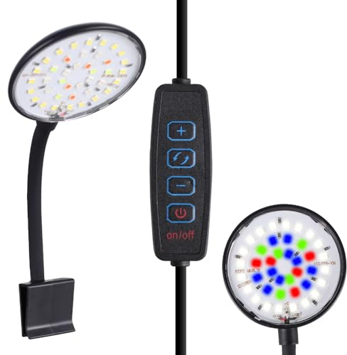 BDKMMS Fish Tank Lights, 8W Mini Clip on Aquarium LED Light with Full Spectrum, Adjustable Brightness Light for Small Freshwater Planted & Saltwater Aquariums