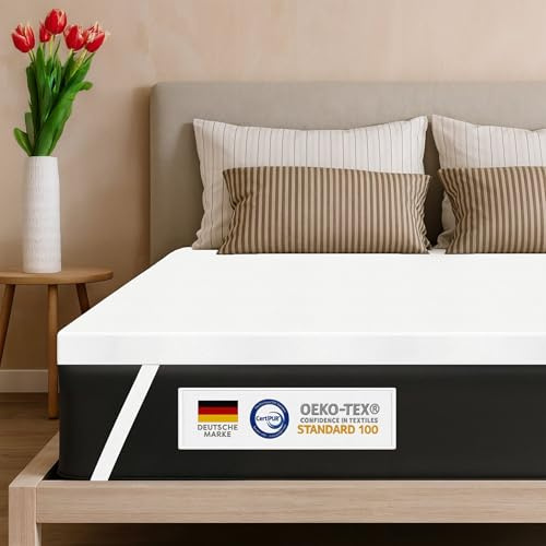 Wolkenfeld Topper 160x200cm | 7cm Höhe | Memory Foam | Ergonomischer Matratzentopper 160x200 mit Oeko-TEX® Zertifikat | Weich, Atmungsaktiv, Abnehmbar & Waschbar – Entlastung für Rücken & Gelenke