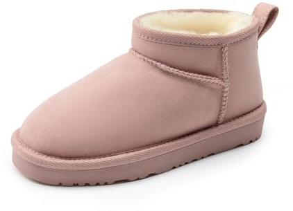 DREAM PAIRS flickor pojkar stövlar barn vinter ankel plysch fodrad varma snöskor barn korta stövlar för små barn/stort barn, Rosa, 11 UK Child