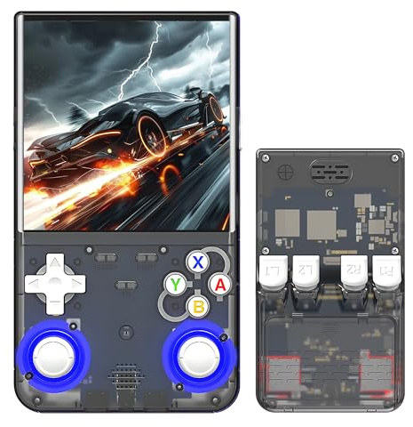 R36Ultra 128G Consola de Juegos portátil, emulador Completo de Consola de Juegos portátil con más de 20000 Juegos portátiles, más de 20 emuladores, Sistema Linux de código Abierto(Negro Transparente)