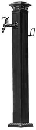 Colonna per Rubinetto da Esterno con Luce Solare a LED e Porta Tubo, Rubinetto da Giardino Indipendente per Tubo, idrante Montato a Pavimento, Un Colore - 65,5x14 cm/25,8x5,5 Pollici (Un Colore 110x1