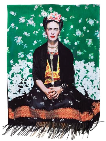 Toocool Sciarpa stola unisex Klimt Van Gogh Kandinsky Monet foulard con quadri famosi 70x170 cm Scialle Opere d'Arte A001 [W-9618 Frida-Orecchino, Taglia unica]